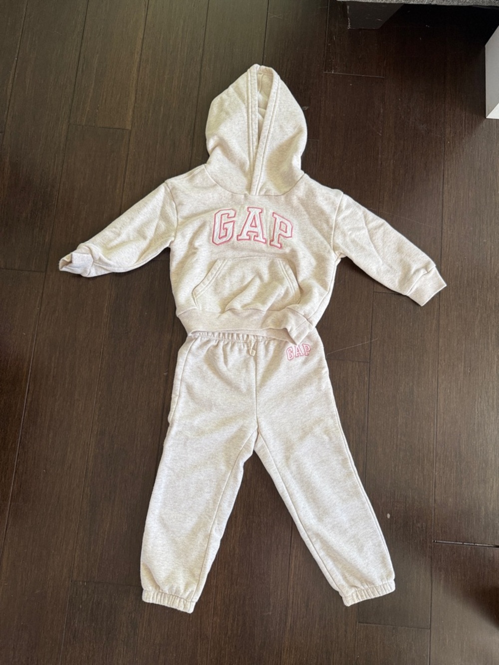 GAP Cream Kids Hoodie and Joggers with Pink Lettering